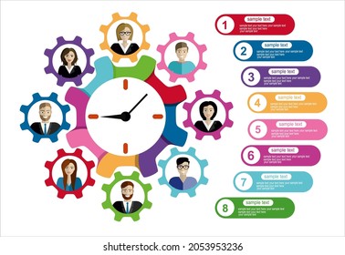 Time management. Deadline. Flat design illustration concepts for business analysis and planning, consulting, team work, project management, financial report and strategy.