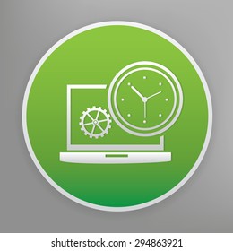 Time management design icon on green button