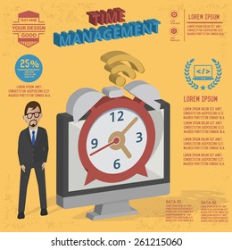Time management design,and character concept,clean vector