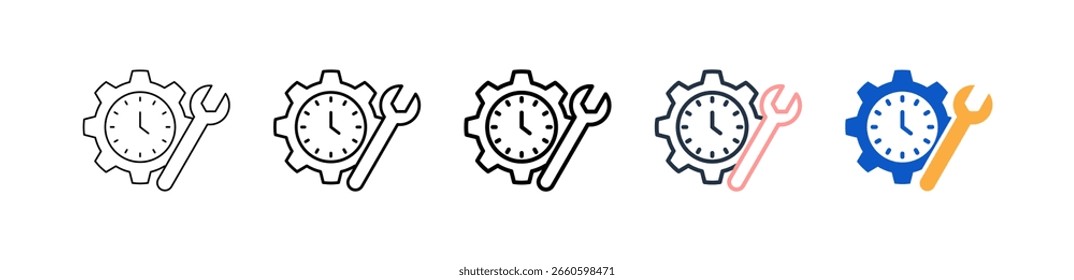 Time Management verschiedenen Stil Symbole setzen Vektorgrafik.