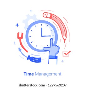 Time management. Doodle flat design icon vector illustration concept. 