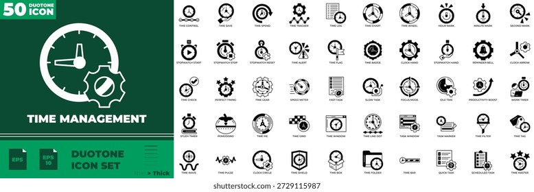 Conjunto de iconos editables de duotono de administración de tiempo