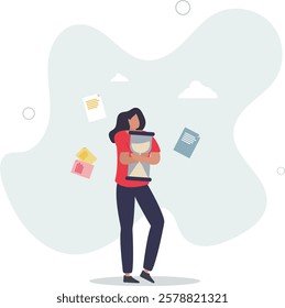 Time management and effective activity organization.Project deadline control and clock schedule for business tasks .flat characters.