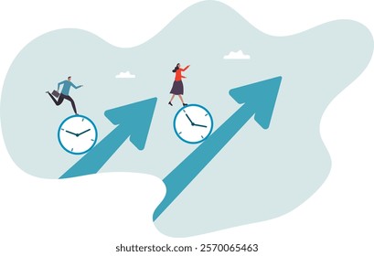 Time management, effort or efficiency boost, productivity to finish project, teamwork or planning, multitasking or finish work within deadline .business concept.flat character.