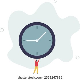 Time management failure, freedom to spend time with family and loved one, overworked or office worker routine work overtime concept.flat design with people.