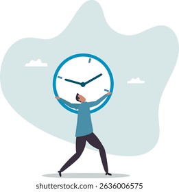 Time management failure, freedom to spend time with family and loved one, overworked or office worker routine work overtime.character for design.