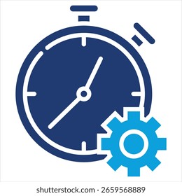 Time Management Flat Blue Icon Vector Illustration