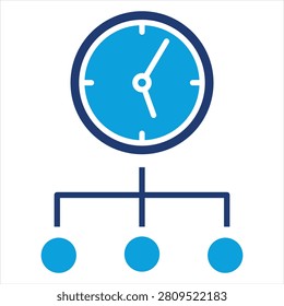Time Management Flat Blue Icon Collection