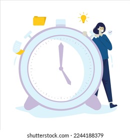 Time management flat design with timekeeper illustration concept