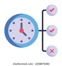 Time management, flat edible icon of timeline 