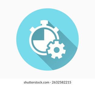 Time management flat icon. Simple illustration with long shadow for graphic and web design.