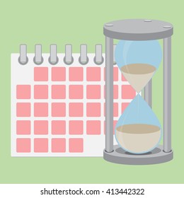 Time management flat. Time is money, management time concept and project management, organizer business time, calendar deadline and clock hourglass. Vector flat design illustration