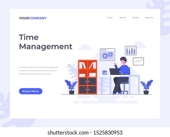 Time Management flat vector illustration concept, can be used for landing page, ui, web, app intro card, editorial, flyer, and banner.