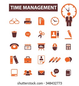 time management, freelance icons, signs vector concept set for infographics, mobile, website, application