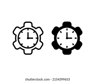 Time management. Gear with time icon. Vector illustration