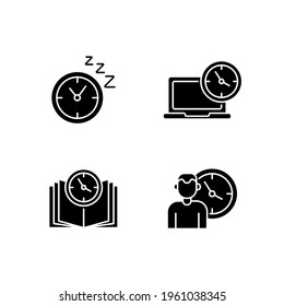 Symbol für Zeitmanagement Dünne, anpassbare Illustration. Contour-Symbol. Vektor-einzelne Rahmenzeichnung.