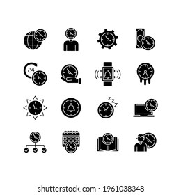 Icono de glifo de administración de tiempo. Ilustración personalizable de línea delgada. Símbolo de contorno. Dibujo de contorno aislado del vector.