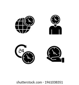 Time management glyph icon. Thin line customizable illustration. Contour symbol. Vector isolated outline drawing.