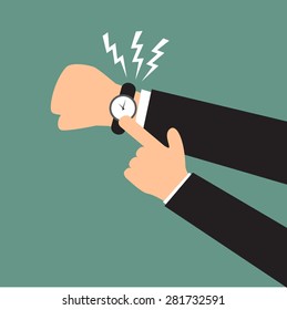 Time management. hand boss show a deadline to employee with lazy worker vector illustration.