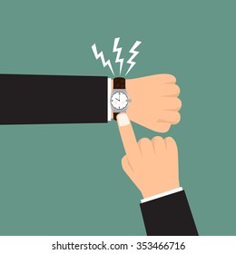 Time management. hand boss show a deadline to employee with lazy worker vector illustration.
