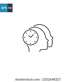 Time management human heads outline icon Vector illustration