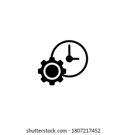Time Management Icon in black flat glyph, filled style isolated on white background