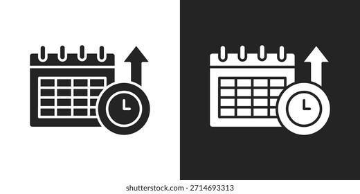 Time Management Icon In Black And White Glyph Style