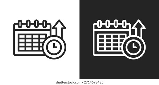 Time Management Icon In Black And White Line Style