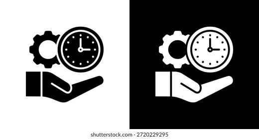Icono de gestión del tiempo lleno en blanco y negro.