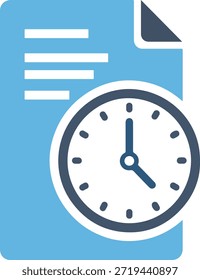 Time Management Icon with Blue Document and Analog Clock for Project Deadlines