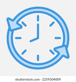 Time management icon in blue style, use for website mobile app presentation