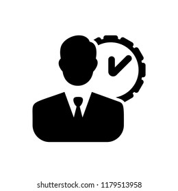 Time Management Icon - Business Concept with men - vector black