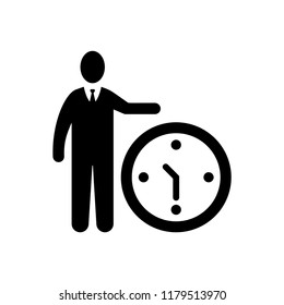 Time Management Icon - Business Concept. Glyph style - Isolated Illustration vector black