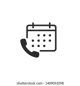 Time Management icon. Business Concept. Calendar vector icon. Call planner icon. Phone sign. Call icon. Telephone sign. Call schedule. Call center. Vector illustration. Task Manager. 