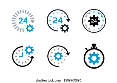 Time Management Icon. Business Concept. Flat Style Design. Cogwheel with clock presenting icon for time management 
