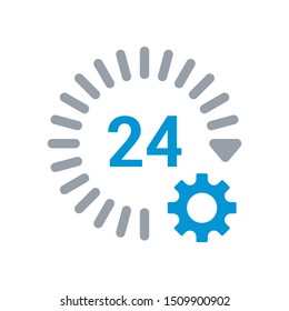 Time Management Icon. Business Concept. Flat Style Design. Cogwheel with clock presenting icon for time management 