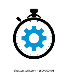 Time Management Icon. Business Concept. Flat Style Design. Cogwheel with clock presenting icon for time management 