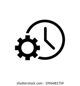 Time Management Icon. Clock With Cog Wheel