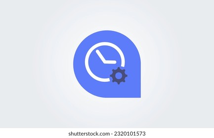 Time management icon. clock with cog wheel Concept study, process,work Business gear. Vector illustration