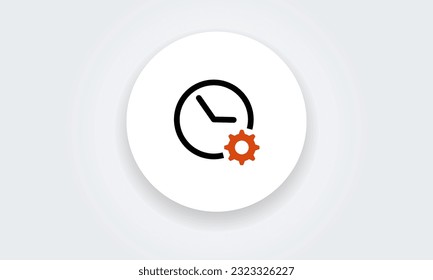 Time management icon. clock with cog wheel Concept study, work Business gear. Vector illustration