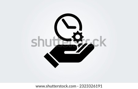 Time management icon. clock with cog wheel hand. Concept study, work Business gear. Vector illustration