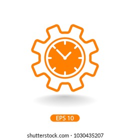 Time management icon. Clock and gear icon.