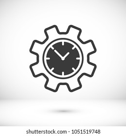 Time management icon. Clock and gear icon.