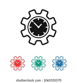 Time management icon. Clock and gear icon.