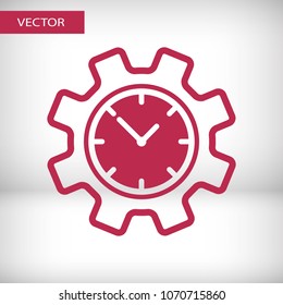Time management icon. Clock and gear icon.