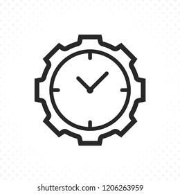 Time management icon. Clock gear icon. Symbol of time with gear, Industrial icon. Time setting vector icon