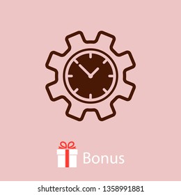 Time management icon. Clock and gear icon.