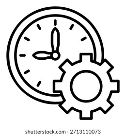 Icono de gestión de tiempo con reloj y engranajes