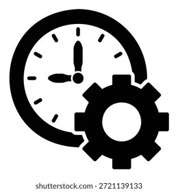 Icono de gestión de tiempo con reloj y engranajes
