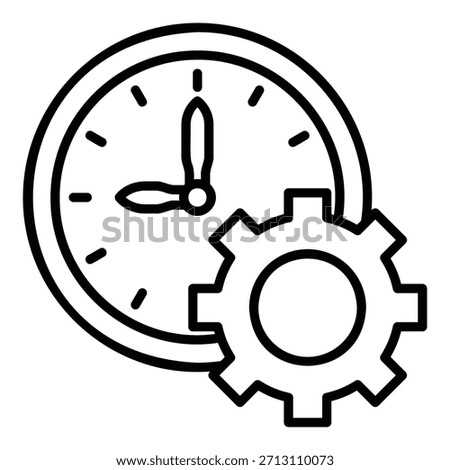 Time management icon with clock and gears